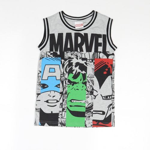 Marvel Boys Grey Polyester Pullover T-Shirt Size 7-8 Years Round Neck Pullover
