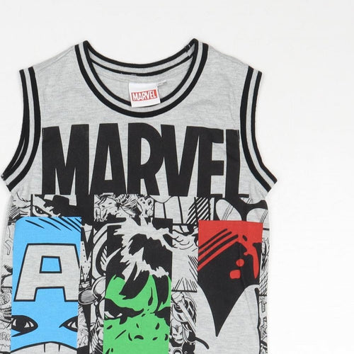 Marvel Boys Grey Polyester Pullover T-Shirt Size 7-8 Years Round Neck Pullover