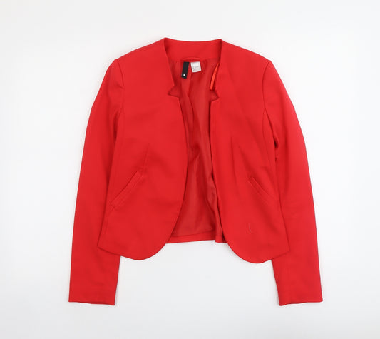 H&M Womens Red Polyester Jacket Blazer Size 6