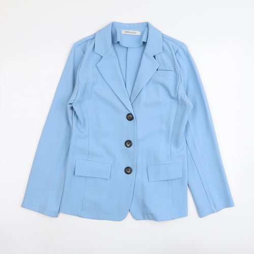 MissLook Womens Blue Polyester Jacket Blazer Size M