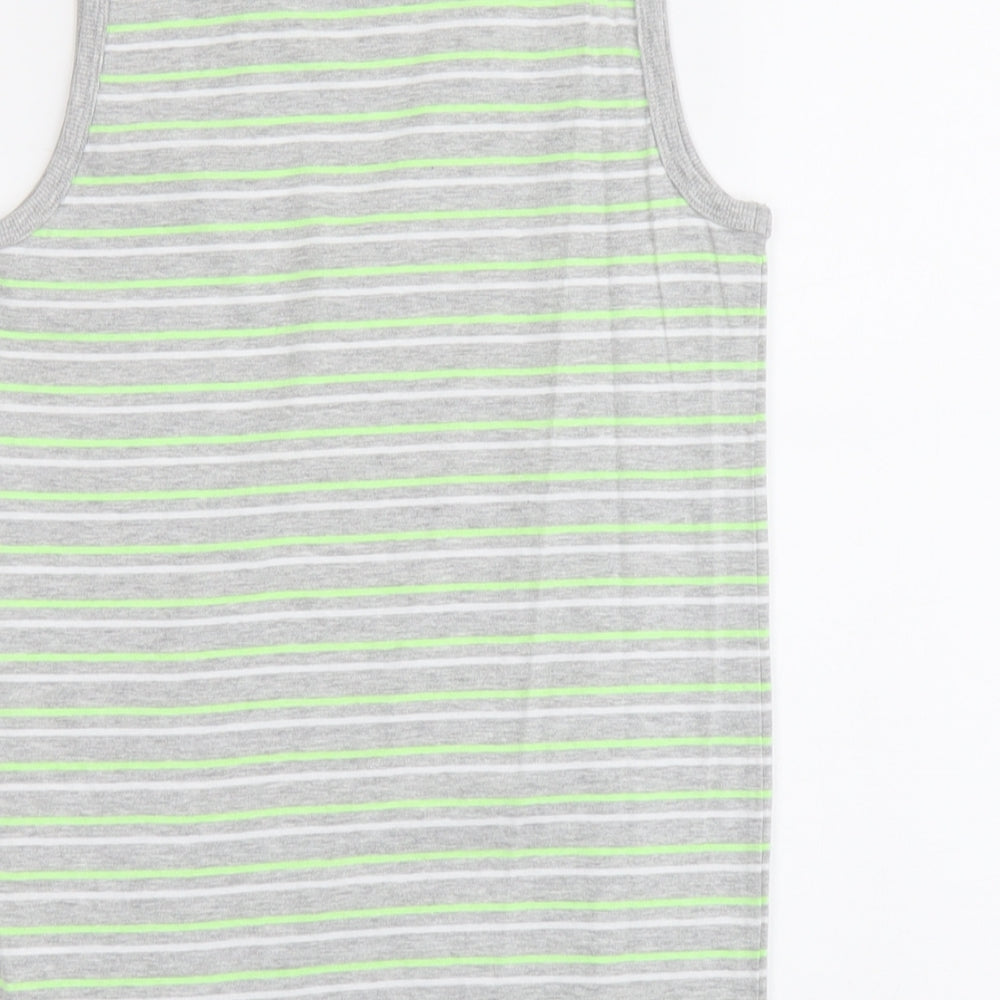 Urbn-Dept Boys Grey Striped Cotton Pullover Tank Size 12 Years Round Neck Pullover