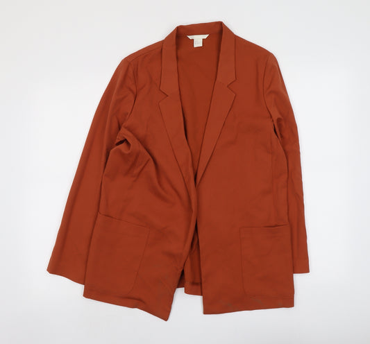 H&M Womens Brown Polyester Jacket Blazer Size 8