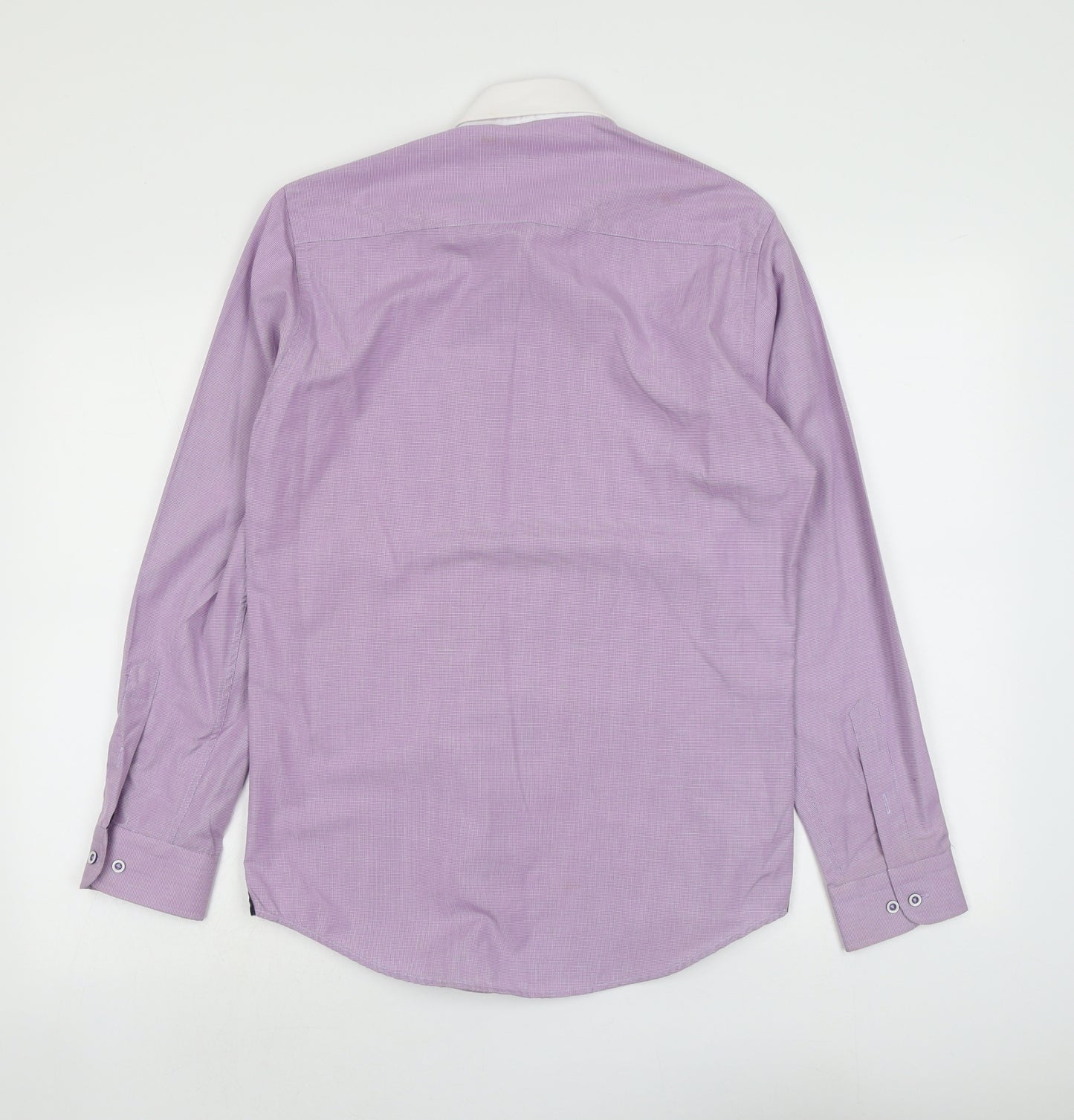 Benetti Mens Purple Cotton Button-Up Size 15 Collared Button