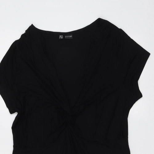 Body Flirt Womens Black Viscose Basic T-Shirt Size L Round Neck