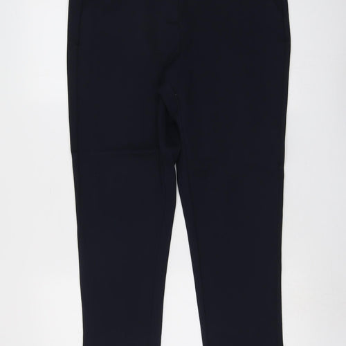 Marks and Spencer Womens Blue Viscose Trousers Size 14 L26 in Regular Button