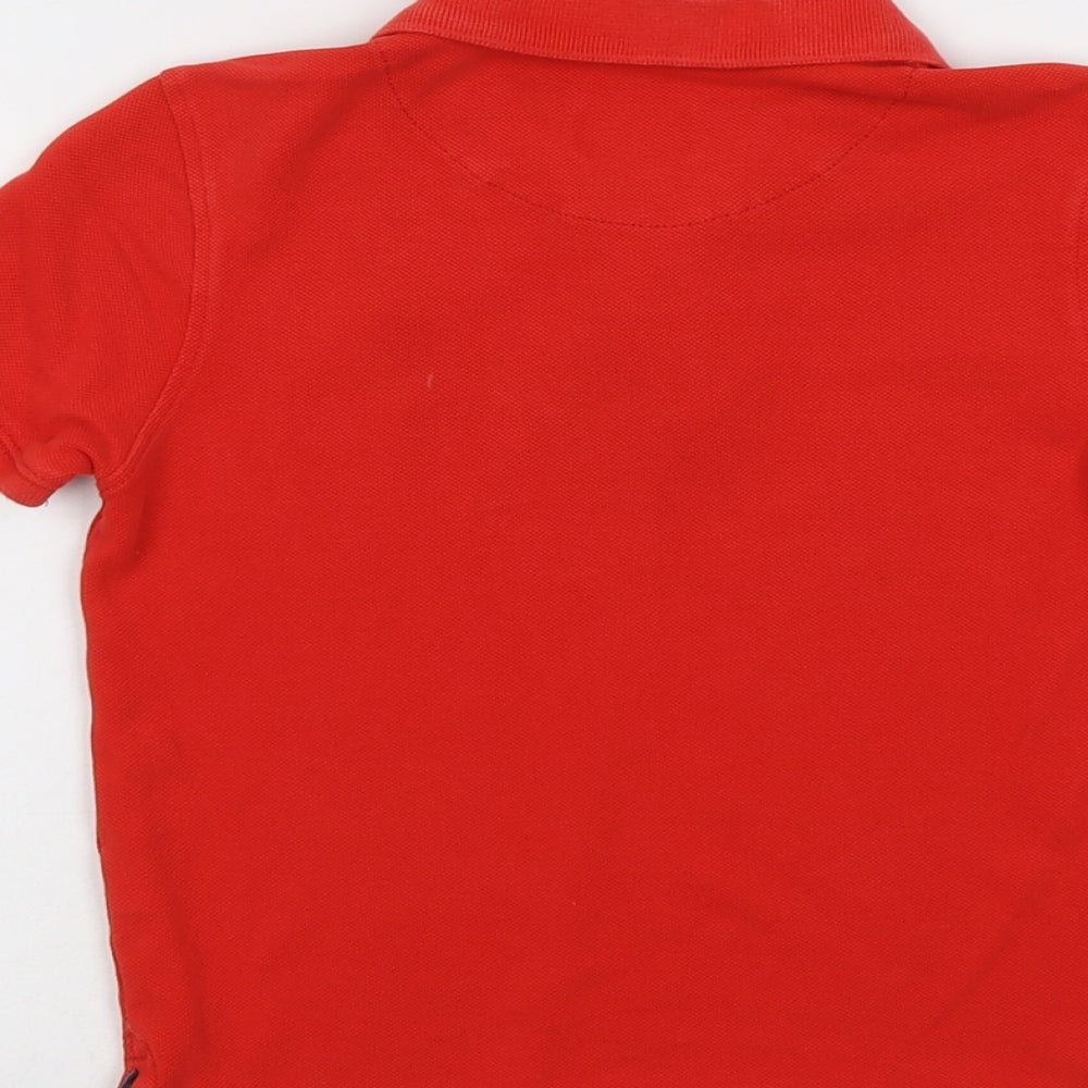 Bossini Boys Red Cotton Pullover Polo Size 6 Years Collared Button