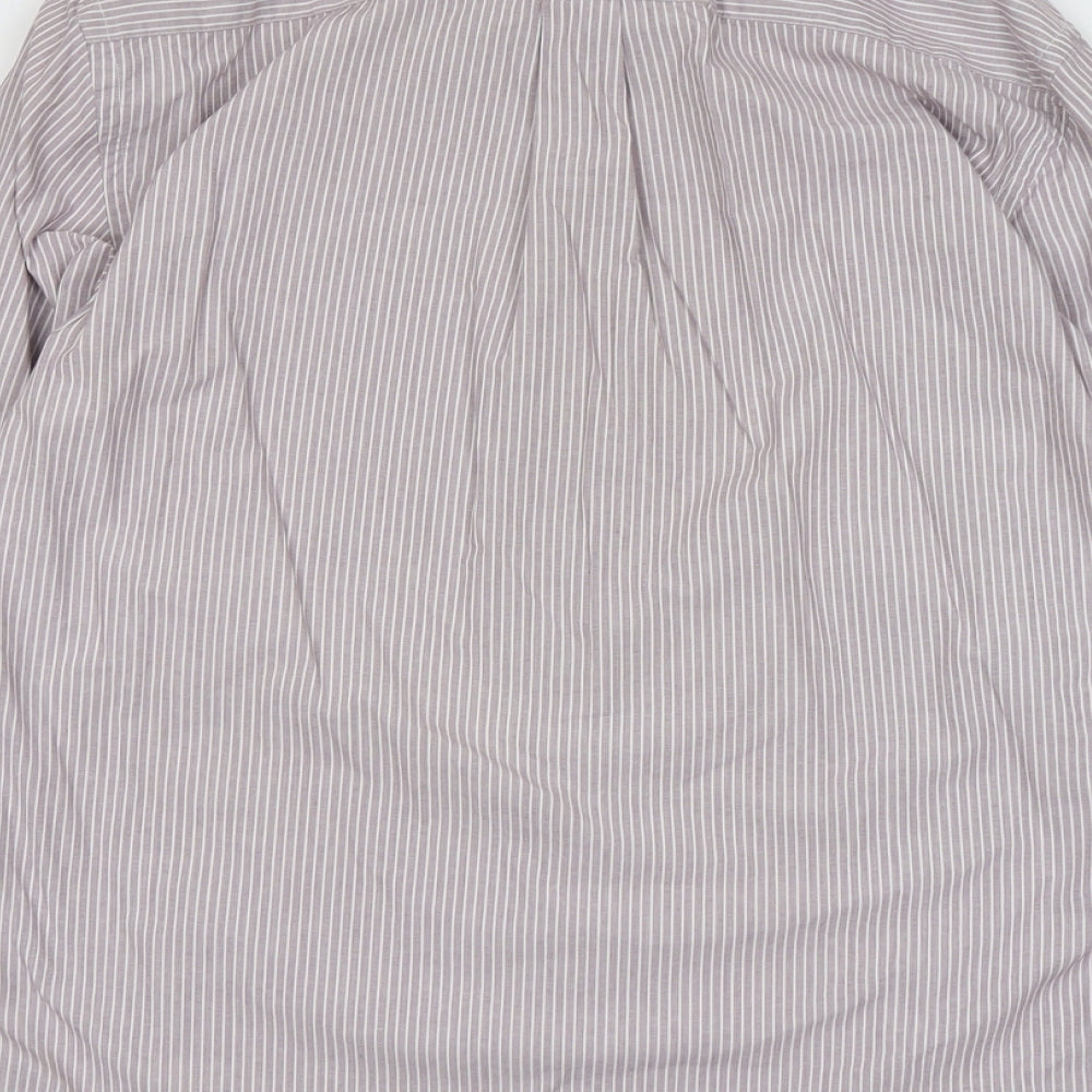 Wolsey Mens Pink Striped Cotton Button-Up Size M Collared Button