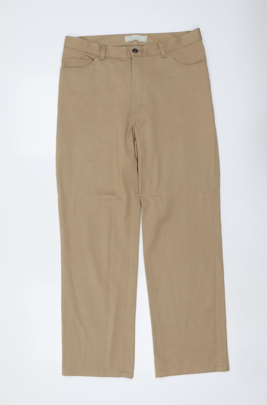 Clamity Jane's Womens Beige Cotton Trousers Size 32 in L29 in Regular Button