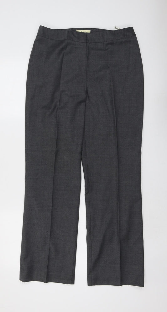Viyella Womens Grey Polyester Trousers Size 10 L30 in Regular Button