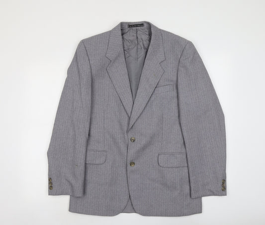 Burton Mens Grey Striped Polyester Jacket Suit Jacket Size M Regular