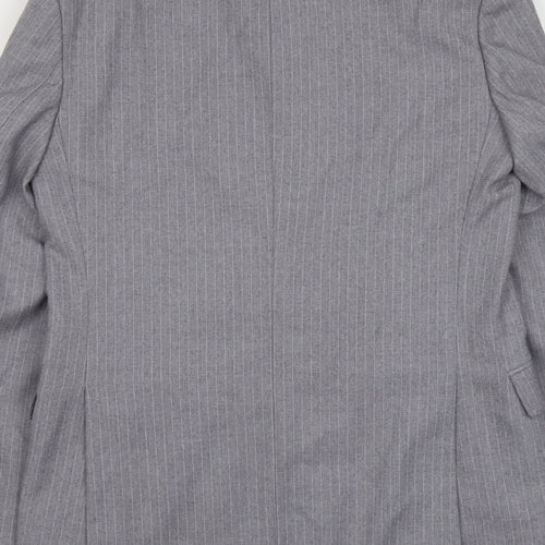 Burton Mens Grey Striped Polyester Jacket Suit Jacket Size M Regular