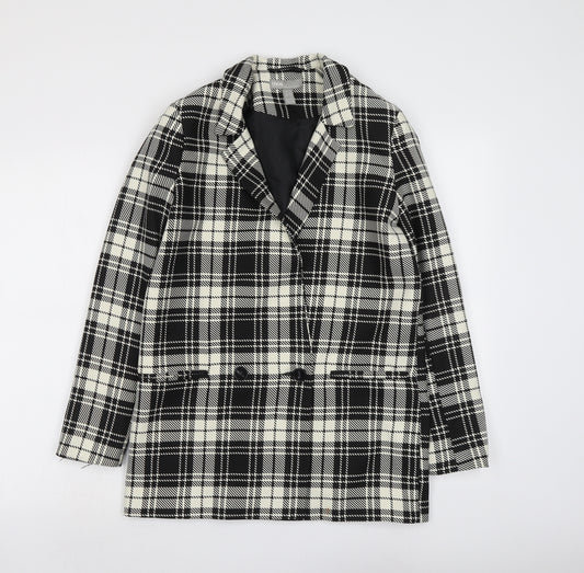 ASOS Womens Black Plaid Polyester Jacket Blazer Size 4