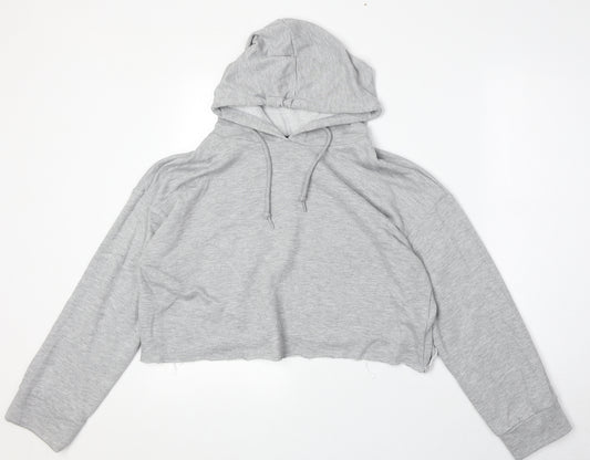 Cameo Rose Womens Grey Cotton Pullover Hoodie Size L Pullover