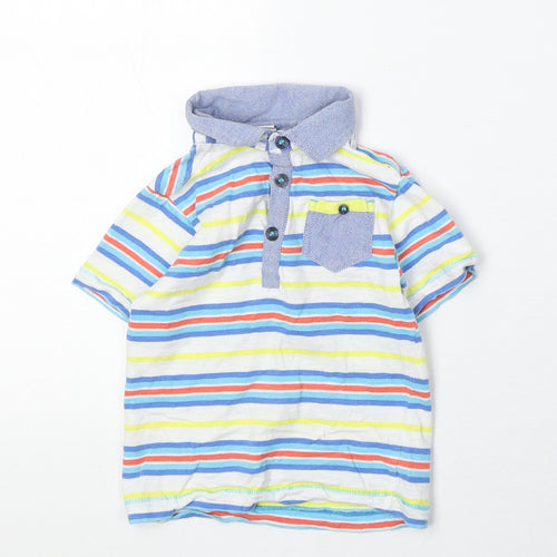 Mini Club Boys Multicoloured Striped 100% Cotton Basic Polo Size 2-3 Years Collared Button
