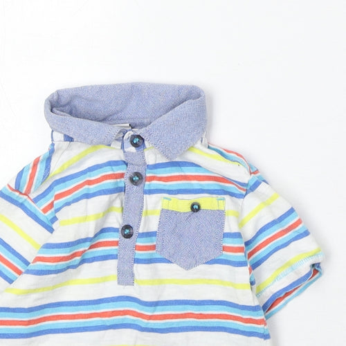 Mini Club Boys Multicoloured Striped 100% Cotton Basic Polo Size 2-3 Years Collared Button