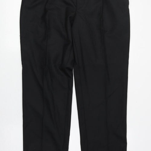 Assured Mens Black Polyester Dress Pants Trousers Size 34 in Regular Zip