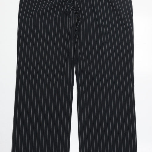 Verso Womens Black Striped Polyester Trousers Size 32 in Regular Zip