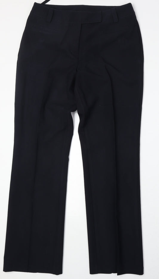 BHS Womens Blue Polyester Trousers Size 12 Regular Zip