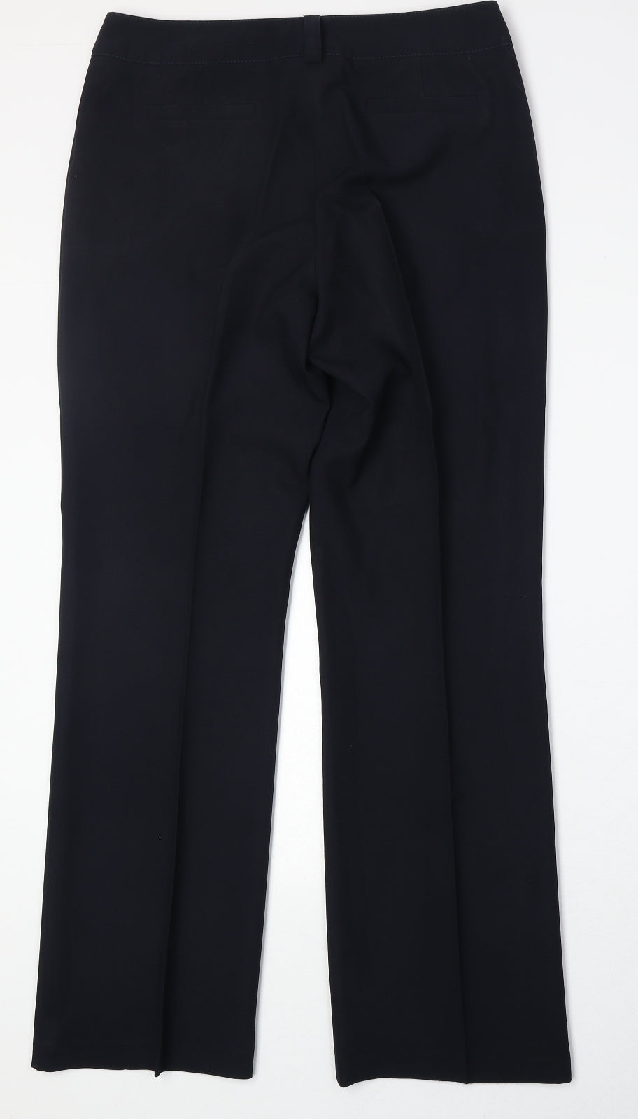 BHS Womens Blue Polyester Trousers Size 12 Regular Zip
