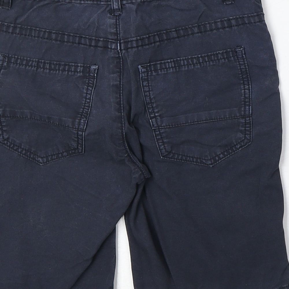 Minoti Boys Blue Cotton Chino Shorts Size 6-7 Years Regular Zip