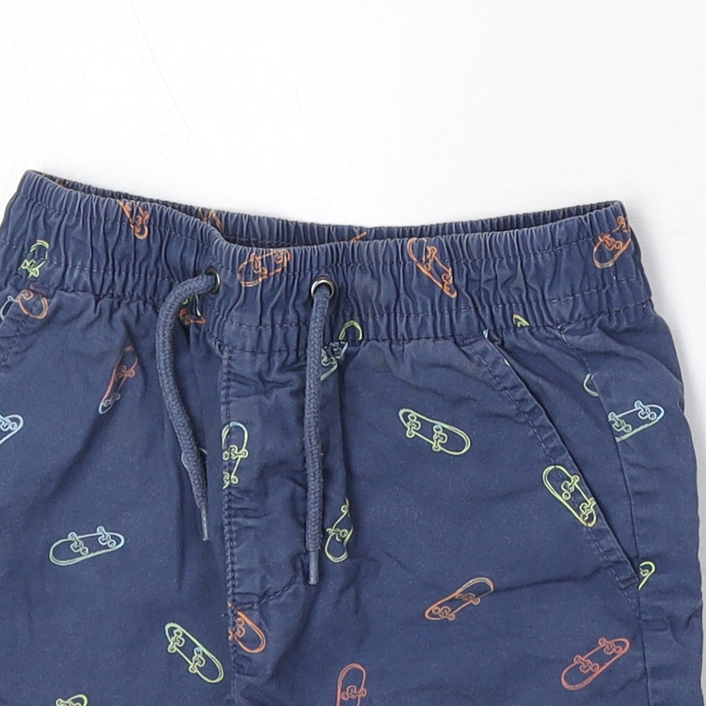 Gap Boys Blue Geometric 100% Cotton Bermuda Shorts Size 6 Years Regular Drawstring - Skateboard Print
