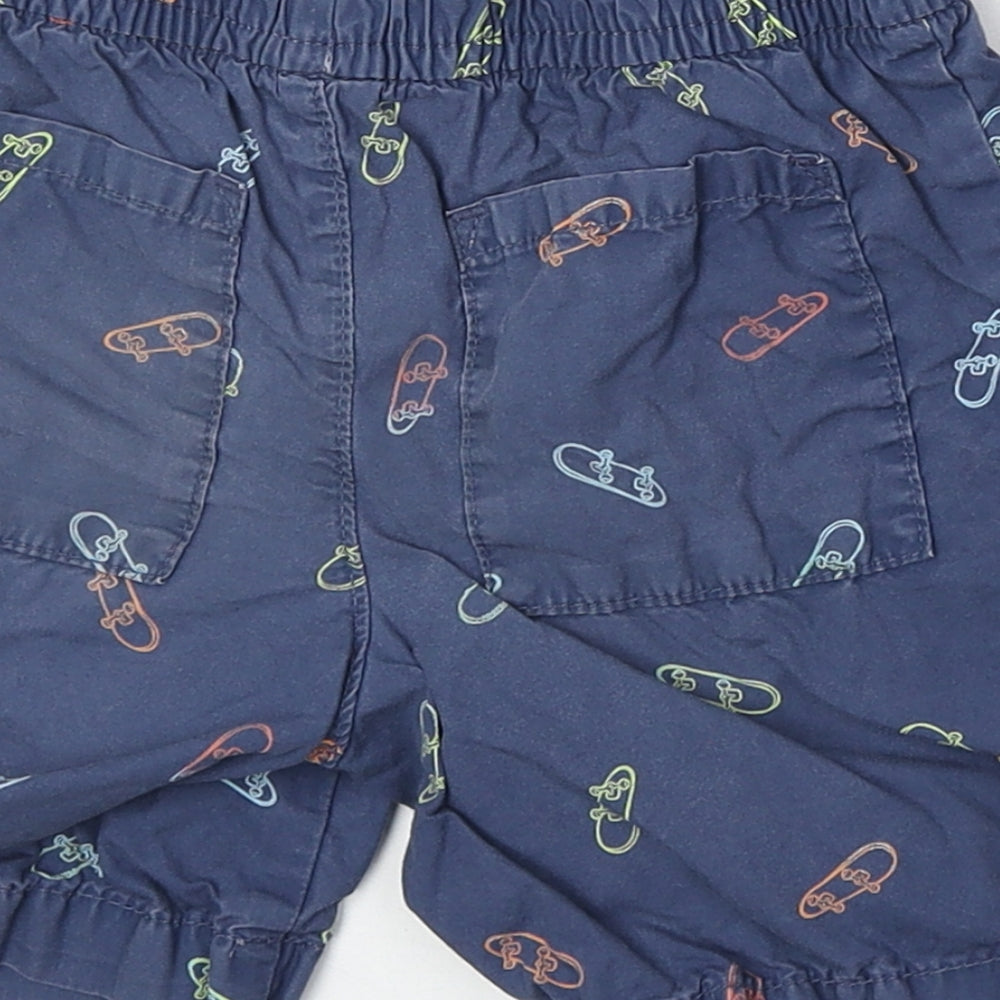 Gap Boys Blue Geometric 100% Cotton Bermuda Shorts Size 6 Years Regular Drawstring - Skateboard Print