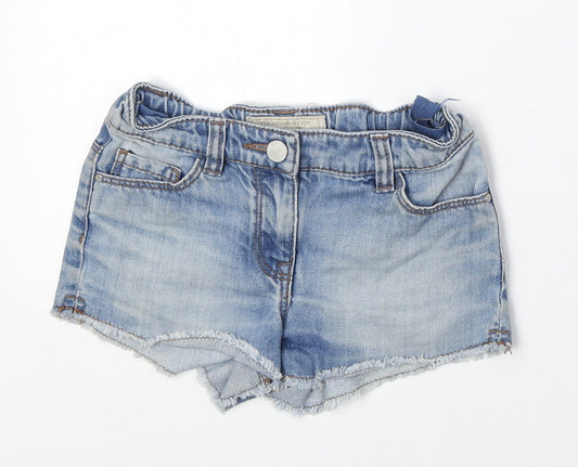 NEXT Girls Blue 100% Cotton Cut-Off Shorts Size 6 Years Regular Zip