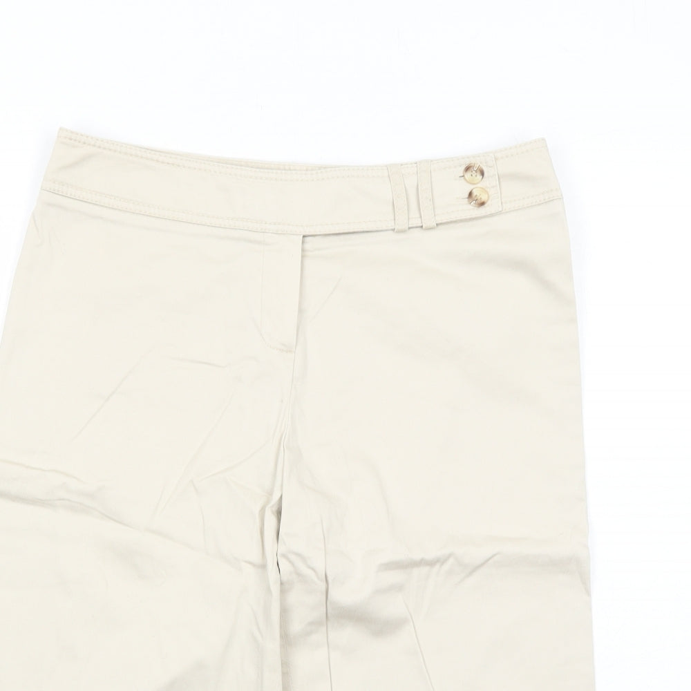 Laura Ashley Womens Beige Cotton Chino Shorts Size 12 Regular Zip