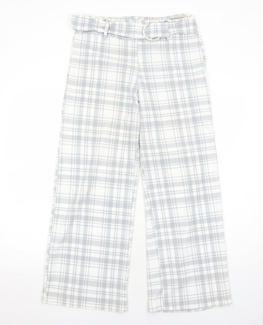 Boohoo Womens Grey Plaid Polyester Trousers Size 14 Regular