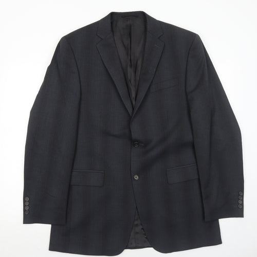 Linea Mens Grey Striped Wool Jacket Suit Jacket Size 40 Regular