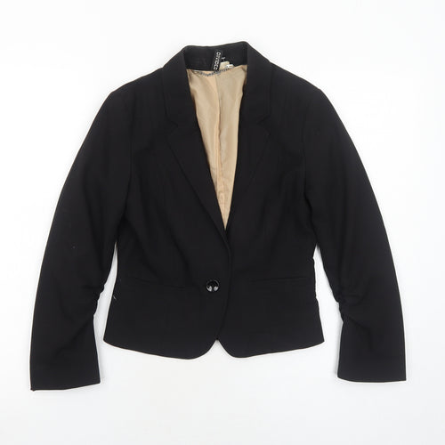 H&M Womens Black Polyester Jacket Suit Jacket Size 8