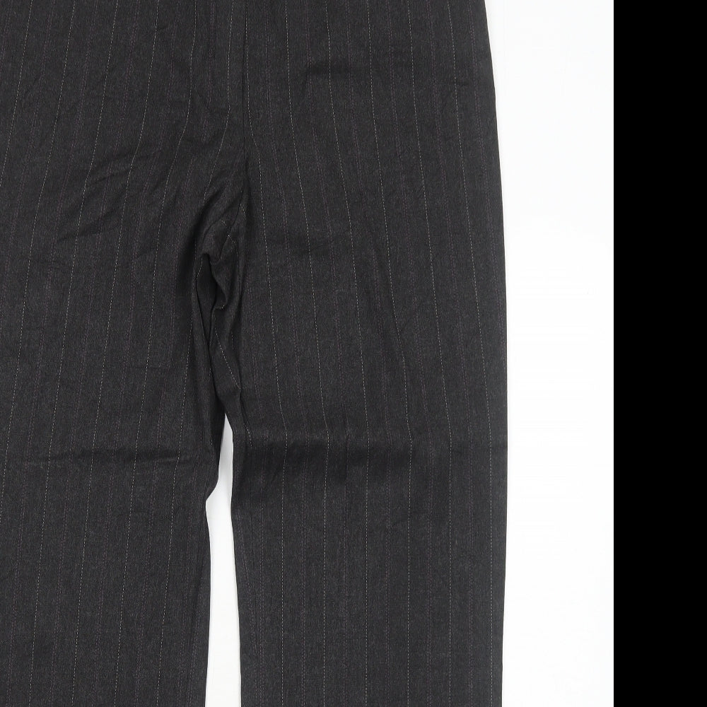 RJR.John Rocha Womens Grey Striped Polyester Dress Pants Trousers Size 14 Regular Zip