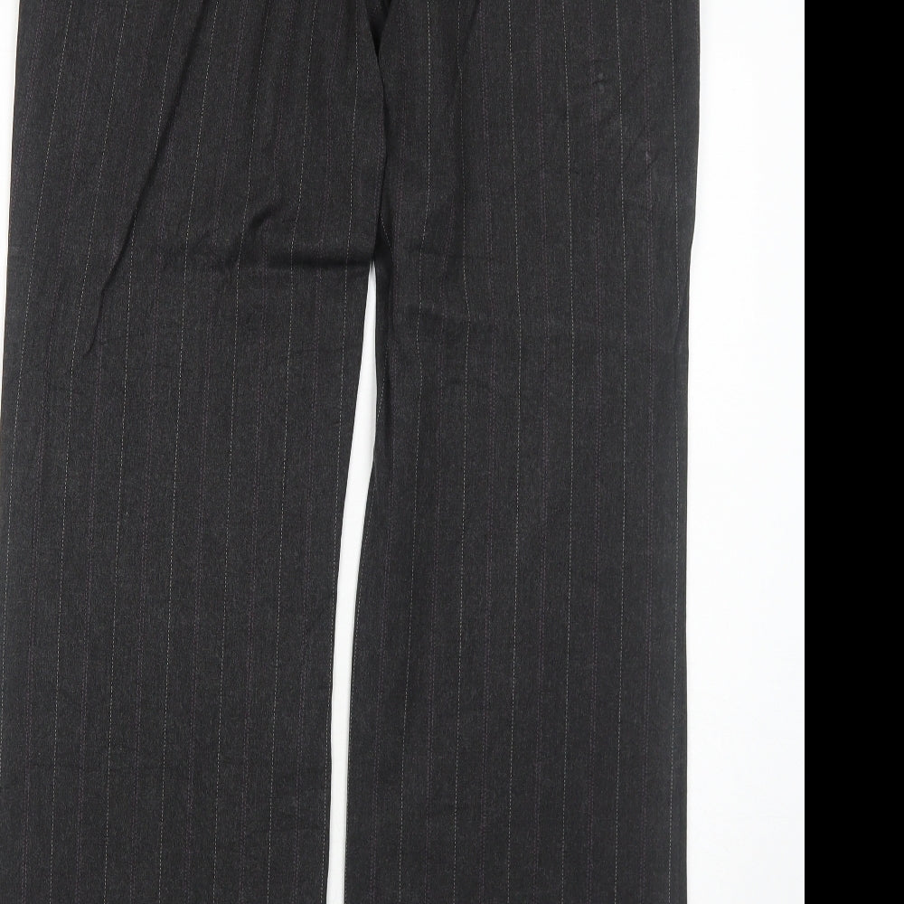 RJR.John Rocha Womens Grey Striped Polyester Dress Pants Trousers Size 14 Regular Zip