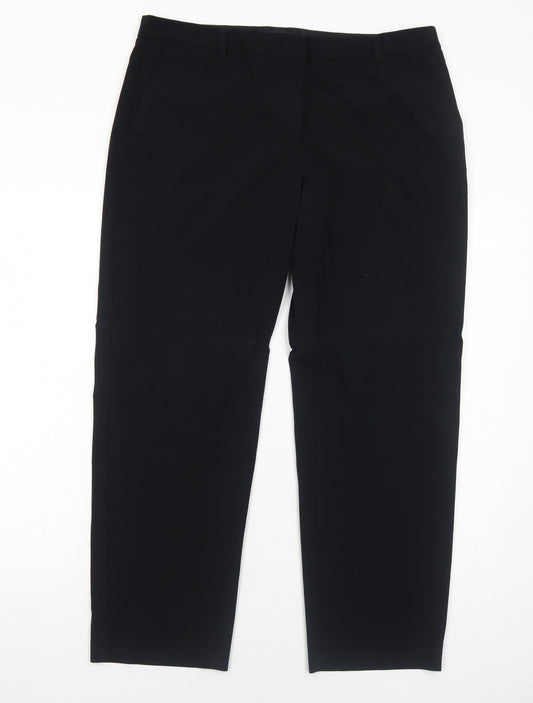 Marks and Spencer Womens Black Polyester Dress Pants Trousers Size 16 Regular Zip