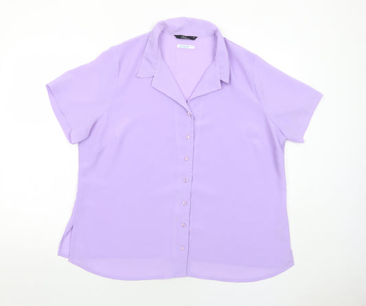 Bonmarché Womens Purple Polyester Basic Button-Up Size 20 Collared