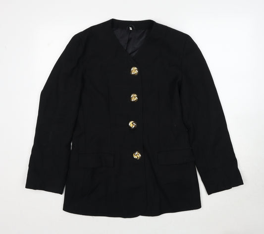 Made in U.K. Womens Black Jacket Blazer Size 12 Button