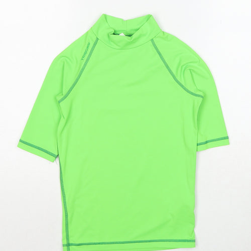 TRIBORD Boys Green Polyester Basic T-Shirt Size 12 Years Mock Neck Pullover