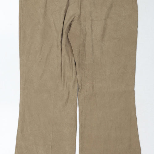 Sarah Hamilton Womens Beige Polyester Trousers Size 16 Regular Zip