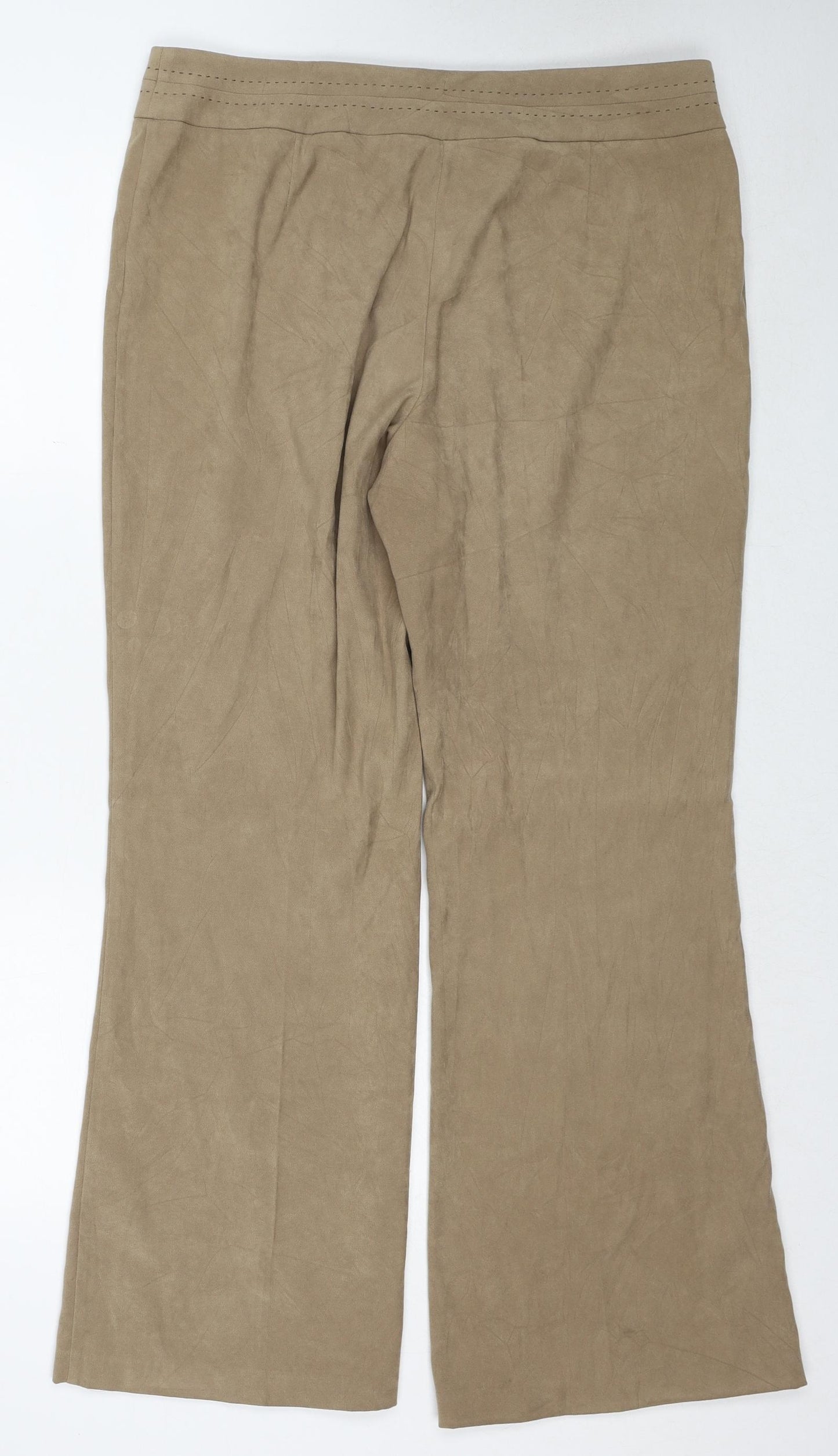 Sarah Hamilton Womens Beige Polyester Trousers Size 16 Regular Zip
