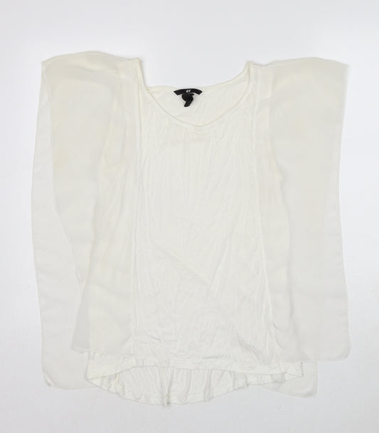 H&M Womens White Viscose Basic Blouse Size S Round Neck