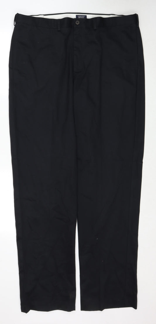 Lands' End Mens Black Cotton Dress Pants Trousers Size 40 in Regular Zip