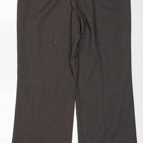 NEXT Womens Brown Polyester Trousers Size 14 Regular Zip