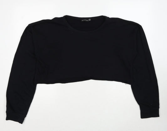 PRETTYLITTLETHING Womens Black Cotton Pullover Sweatshirt Size 16 Pullover