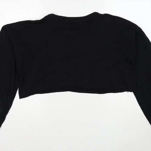 PRETTYLITTLETHING Womens Black Cotton Pullover Sweatshirt Size 16 Pullover