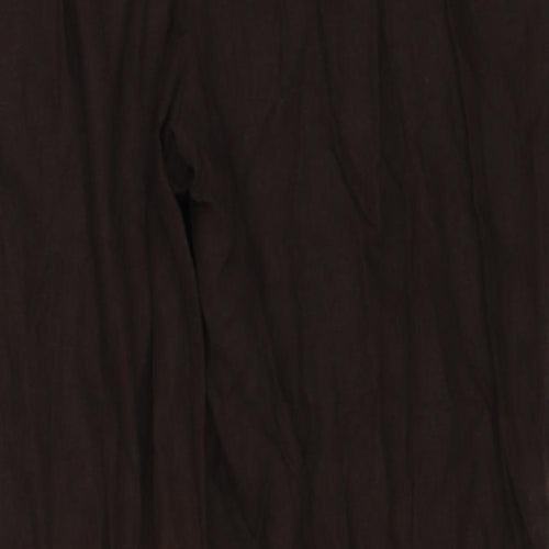 Marks and Spencer Womens Brown Linen Trousers Size 14 Regular Zip