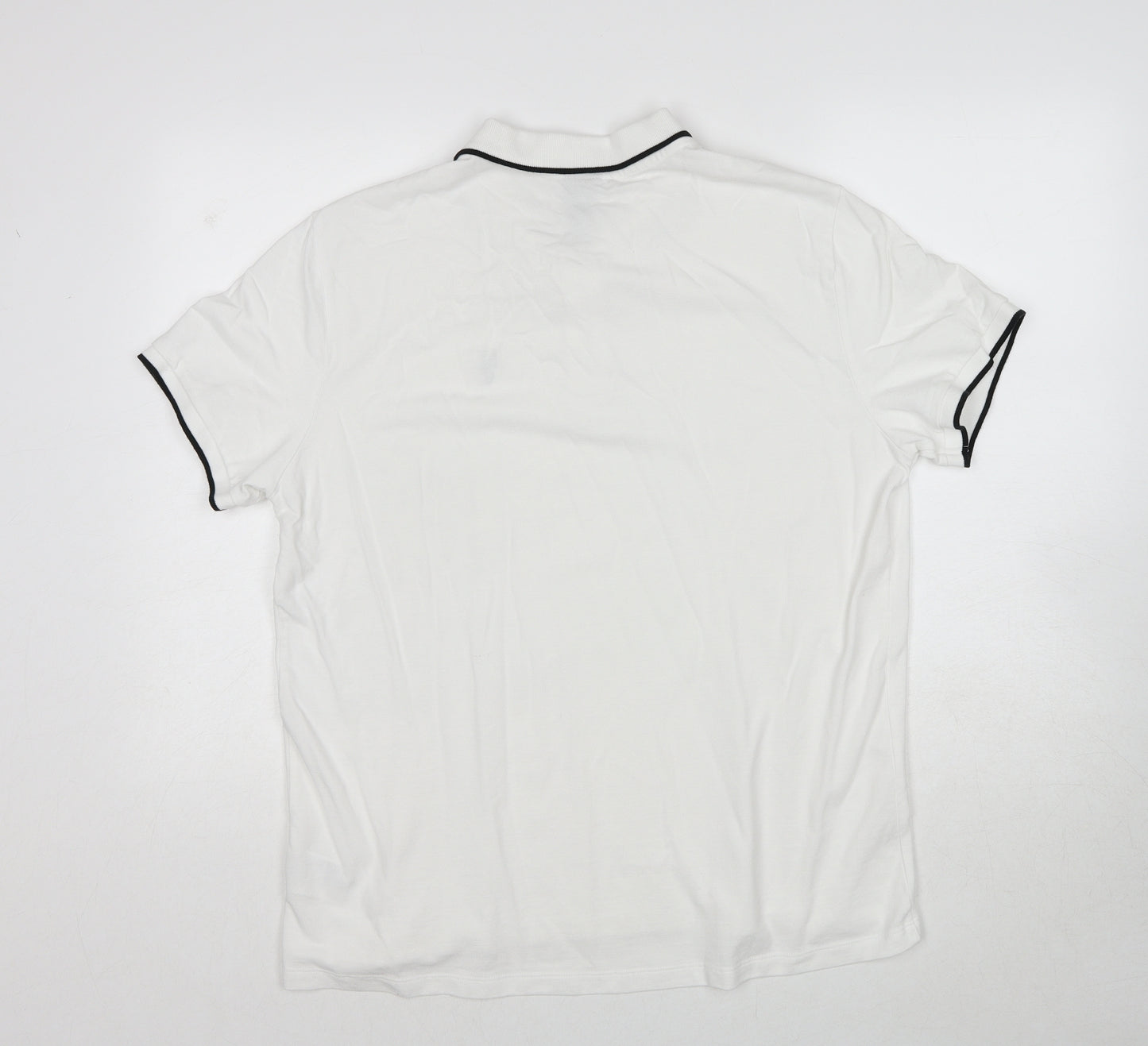 H&M Mens White Cotton Polo Size XL Collared Pullover