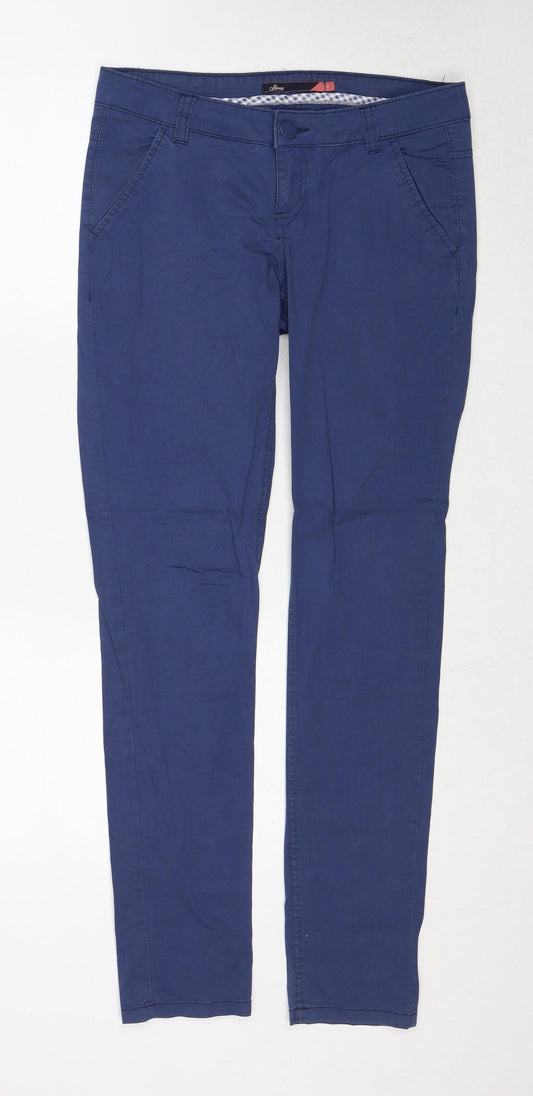 House Womens Blue Cotton Chino Trousers Size S Regular Zip