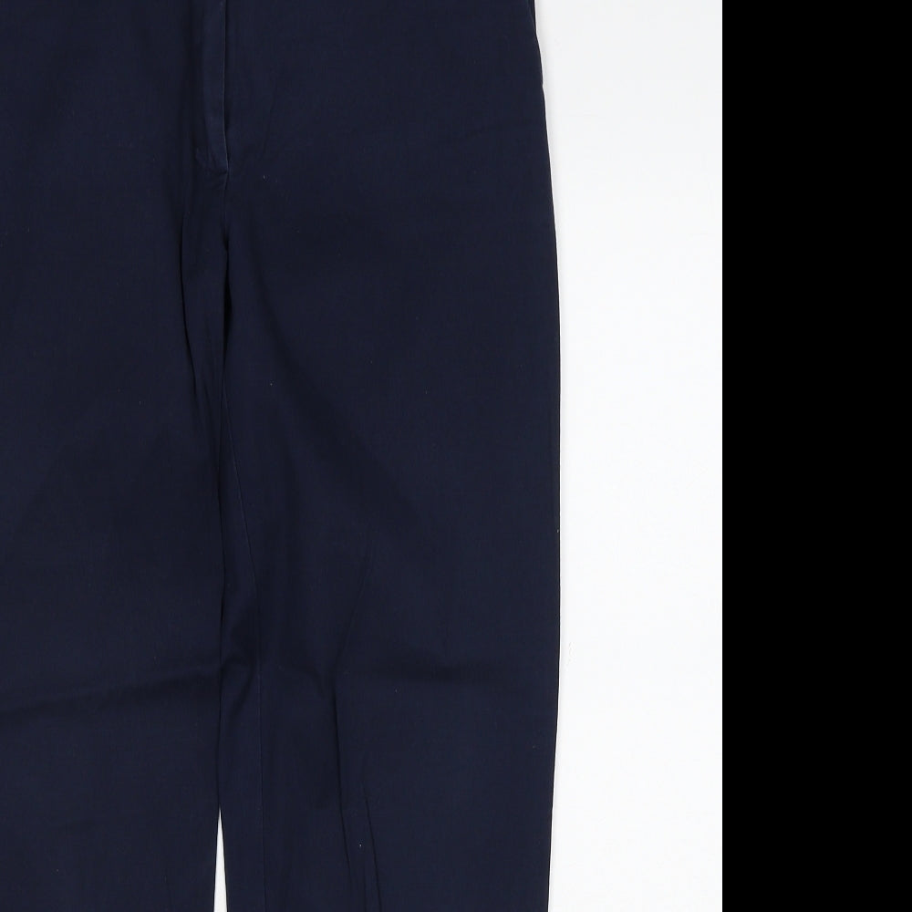 Domina Womens Blue Cotton Trousers Size 12 Regular Zip