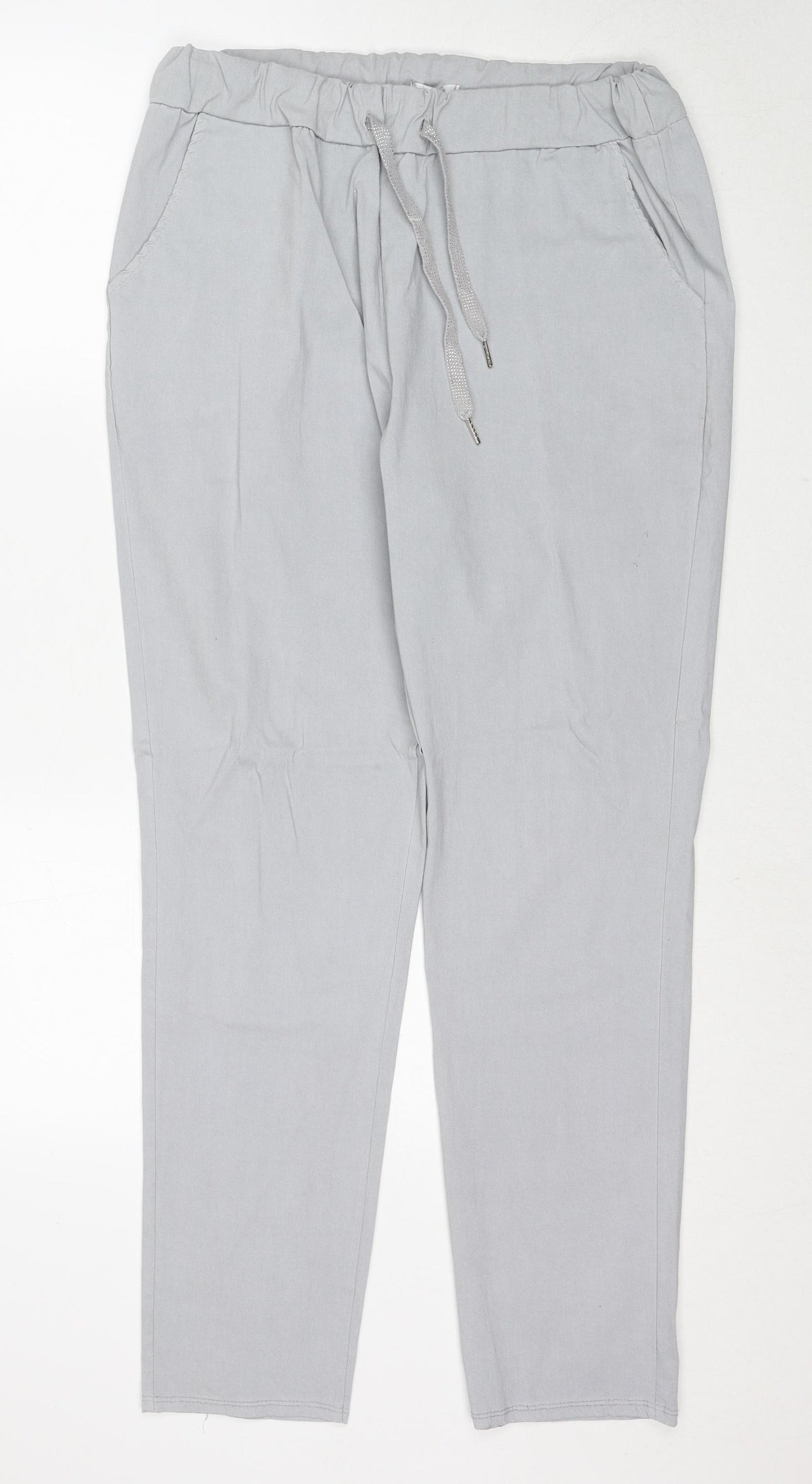 Tilletti Womens Grey Viscose Jogger Trousers Size L Regular Drawstring