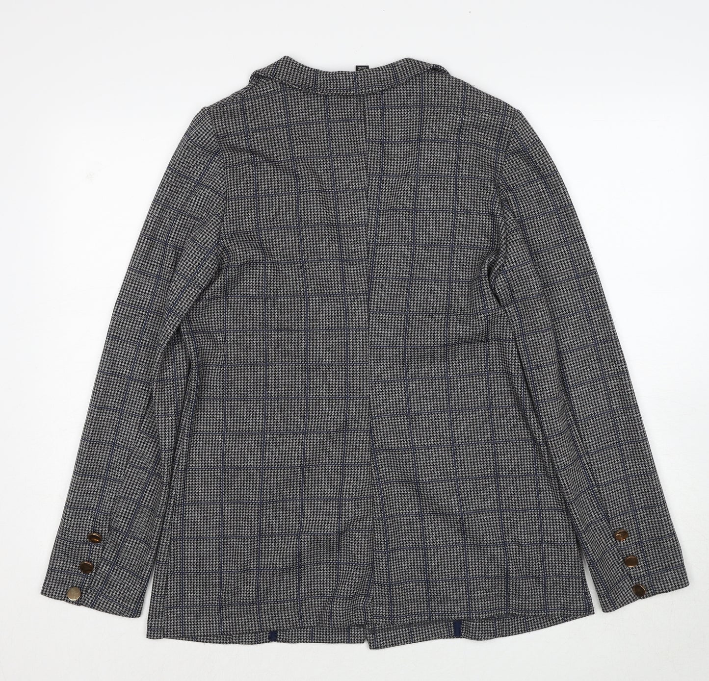 Cortefiel Womens Black Geometric Jacket Blazer Size M Button